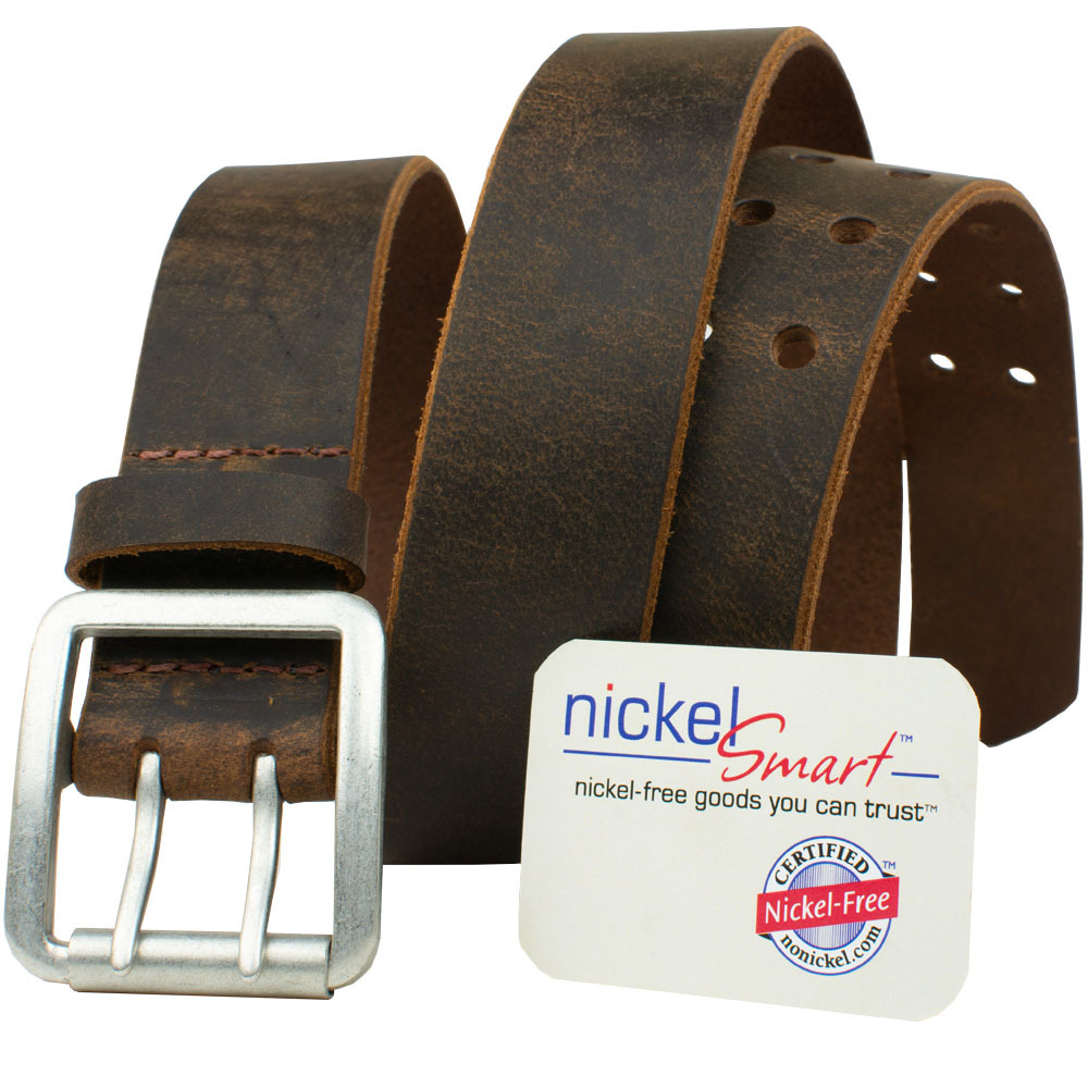 Roan Mountain Distressed Leather Belt - Nickel Smart - Brown Genuine Full  Grain Leather Belt with Nickel Free Buckle - 32 : : Clothing,  Shoes & Accessories