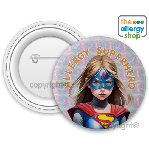 Allergy Superhero Girl - Badge & Button