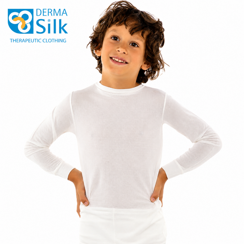 Unisex Child Shirt Round Neck Long Sleeves with cuff - Dermasilk 